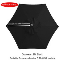 우산 교체 캐노피 6/8 갈비 파티오 천 스탠드 없음 7.5/9/10ft 야외 해변 정원 방수 파라솔 커버, [01] 2m Black for 6 Ribs