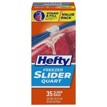 Hefty 슬라이더 냉동고 보관 가방 갤런 사이즈 25개(9개 팩) 총 225개입104506, Quart - 35 Count (Pack of 1)