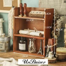 UNBAISER 빈티지 엔틱 원목 미니 거실 수납 유리 향수 장식장 진열장, E, 복고