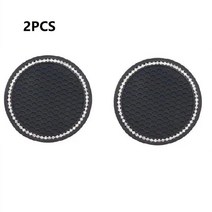 정전기방지패드 차량용논슬립패드 블랙 다이아몬드 박힌 벌집 워터 코스터 직경 2 개, 01 2pcs black