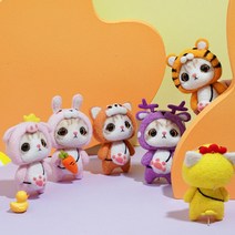 치프몰 DIY 양모펠트 패키지 고양이 동물 6종 니들 공예 취미 공방, 사슴 고양이