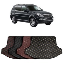 쌍용 렉스턴W (5인승/일체형) 맞춤 가죽 에디션 트렁크매트+뒷열 등받이커버 풀세트 차박 캠핑, 블랙