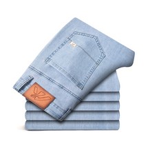 에어백청바지 라이더 의류 바이크팬츠 오토바이보호대 클래식 스타일 여름 남성 밝은 파란색 스트레치 얇은 청바지, 없음