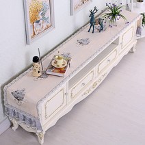 chinapnp0.5 테이블러너 텔러비전선반 식탁보 레이스 패브릭아트 직사각형 거실 화장대 신발장 긴테이블 커버먼지방지 덮개천, T04-몽라란자색, C02-40*210CM(적합 장롱 145-170CM)