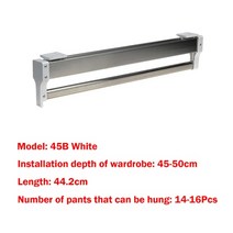 Pull-Out Closet Clothes Pants Hanger Telescopic Rod Rail Top Mount Bar Ball Bearing Slide Wardrobe S, 2-없음