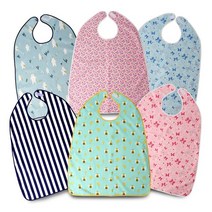 어른턱받이 환자앞치마 요양원 환자용 식사용 성인 찍찍이 위생 방수턱받이 노인식사 시니어, 플라워(핑크)