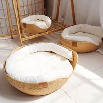 댕이와냥이 포근이 라탄 고양이집(쿠션포함)