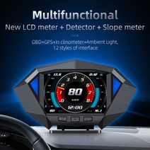 P1 자동 HUD 헤드 업 디스플레이 범용 자동차 Hud GPS OBD2 속도계 안전 운전을 위한 과속 경보 다기능