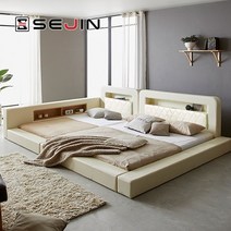 안나 오픈 패밀리침대+본넬매트리스SS+SS, 모카그레이