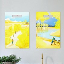 nt183-행잉액자 가을은행나무길(세로대형) 타입3.자전거