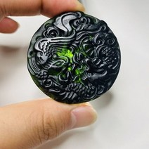 옥목걸이 천연옥 펜던트 중국어 자연 블랙 그린 드래곤 공작 흑요석 매력 보석 액세서리