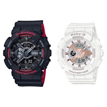 [카시오]CASIO G쇼크 베이비 G 페어 워치 디지털＆아날로그 아나디지 레드×블랙 로즈 골드×화이트 20기압 방수10기압 방수 해외 모델 GA-110HR-1ABA-110RG-7A 손목시계
