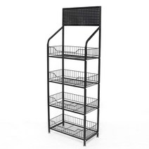 이동식 편의점 과자 진열대 매대 수납대 철제 선반, 1개, 605단블랙풋패드60x27x168