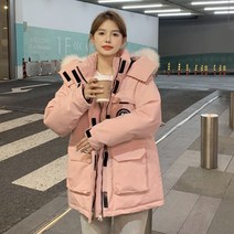 여성 웰론 퍼후드 패딩 겨울 비건 털옷 데일리 보세 점퍼 3XL