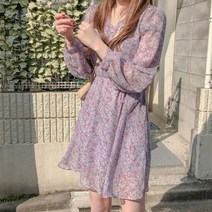 [랜덤플레이] 여친룩 귀여운 A라인 플라워 쉬폰 원피스