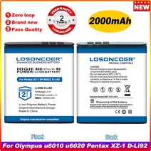 2000mAh Li-50B 리튬 50B 배터리 U6010 U6020 Pentax XZ-1 SP-800UZ D-Li92 MJU 1010 1020 TG810 VR-340 SZ10 XZ