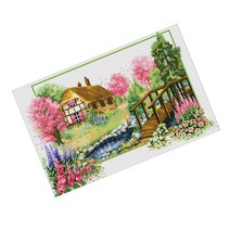 스탬프 스티치 하우스 68x48cm 11카운트 자수 천, 설명, 봄