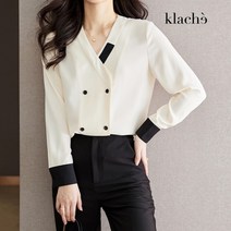 [클라셰] 시크배색더블버튼블라우스_CB3SBL008C
