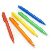 비비드 오색컬러 베이직 똑딱 볼펜 1.0mm 대학생필기구 메모용펜 강의펜 부드러운펜, 오렌지
