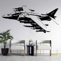 호커 Siddeley 해리어 AV-8 VTOL 파이터 군사 아카데미 하이틴 키즈 무기 팬 홈 침실 장식 비닐 벽 전사 무늬 벽화, 119x57cm, No.10 Turquoise