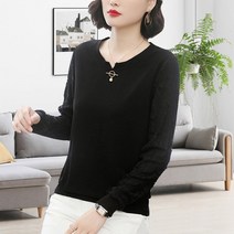 체인지쉬 (change she) 중년 여성 라운드넥 긴팔티셔츠