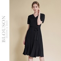 블루종세일 한정수량/패플단독 블루종 모던 랩 허리 리본 주름 원피스_B1904OP606B