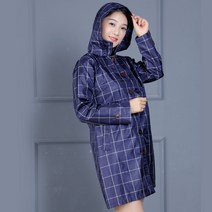 비옷 여성 단일 체크무늬 우비