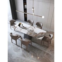 화산석 식탁 사각 다이닝 이태리 테이블 인테리어, 1.5m 회색 강철 광택 슬레이트 식탁