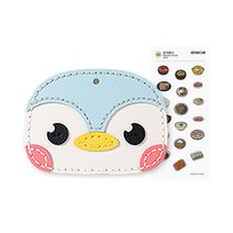 카드 지갑 diy 키트 어린이 교통 버스 바느질 만들기 세트 가죽 공예 바느질 재료 센터 복지관 돌봄 교실, 가죽카드지갑:펭귄 ＋ 사은품 증정
