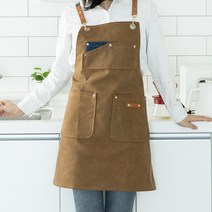 할메이드 바리스타 데님 카페 공장 공방 화방 방수 앞치마, 브라운