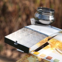 휴대용 미니 물감 소형 원목 파레트 우드 드로잉 그림 휴대용 ​​미니 여행 수채화 세트 색 포장, 주전자 클립이 있는 b16 빈 상자