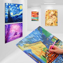 [도매큐] DIY 캔버스형 취미 보석십자수 명화그리기 3040, 2)보석십자수40*50(LS12)