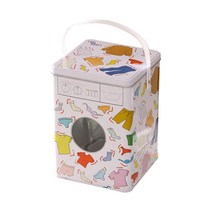 세제 소분용기 통 보관 세탁 상자 주석 분말 세척 용기 금속 구슬 세제 주방 양철 바구니 커피 빈티지, 21x15cm, 화려한, [01] Colorful