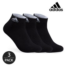 [국내생산]아디다스 남성 퍼포먼스 인컬러 배색 발목양말 3족세트_블랙, FREE