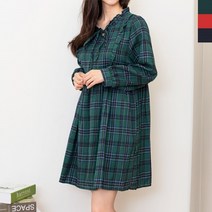 체크 패턴의 리본 타이 넥라인 러블리하고 우아한 미디원피스