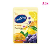 해태 썬키스트 사탕 세가지 과일맛 (레몬+오렌지+포도) 캔디 125g 대용량, 1봉