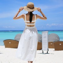 미미앤바비 백무드 스모크 비치웨어원피스 비치원피스 롱원피스 맥시원피스 스모크밴딩원피스 비치웨어 여름원피스 민소매원피스 나시원피스 셀프웨딩 롱드레스 리조트드레스 디너드레스 휴양지룩