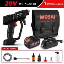 WOSAI20V 무선 전기 자동차 세차 건 고압 클리너 폼 다기능 노즐 휴대용 세차 정원 스프레이, 20V WS-XC20-B1
