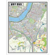 서울시 송파구 안내지도 150cm X 105cm SE, 일반전용천, 롤스크린