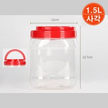 PET투명 광구용기(사각형)1.5L/ 투명용기 페트병 광구병 젓갈용기 젓갈통 새우젓용기 새우젓통 식품용기 식품저장용기 짱아찌용기 짱아찌통 된장통 게장용기/ 코지마트