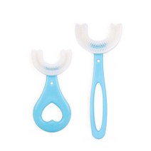 360 도 U자형 아기 칫솔 실리콘 구강 관리 청소, 3.Blue Set