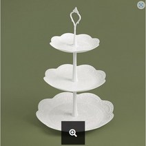 키알리 홈파티 3단 디저트 트레이 애프터눈티 플레이팅 접시 케익스탠드 라운드, 화이트, 색상