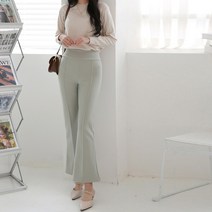 애니진 여성용 봄가을 핀턱 부츠컷 치즈스판 넓은밴딩 나팔팬츠 1161