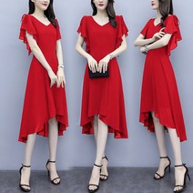 LXJ 빅사이즈 여성복 살찐 MM 통통한 소녀 날씬해 보이는 여름 신상품 중장 패션 시폰 블랙 원피스