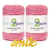 [니뜨]코튼 마크라메2 뜨개실(250g)x2볼+스마일로고 재단펠트, 21_핑크