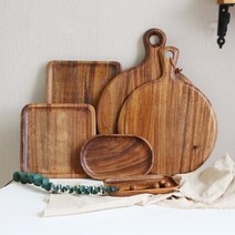 수제 원목 플레이팅 나무도마 스테이크 보드 베이킹 팬 주방 용품 색상 피자 빵 과자, 12인치