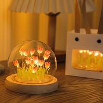 꽃무드등 무드등 수유등 특이한무드등 diy 모조 꽃다발 야생화 튤립 무드등, 핑크 diy 재료 가방 13송이 꽃 선물 봉투
