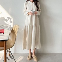 퍼니걸스 5745 후드 기모 무지 캉캉 플레어 롱 원피스 여성의류