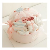 주식회사 앙앙 부드러운쉬폰 1단 기저귀케익 (핑크) (바디슈트+미니타올2장), 돌선물