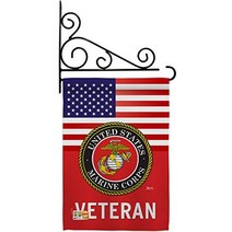 Marine Corps US Veteran Garden Flag Set Wall Holder Armed Forces USMC Semper Fi United State America, 1